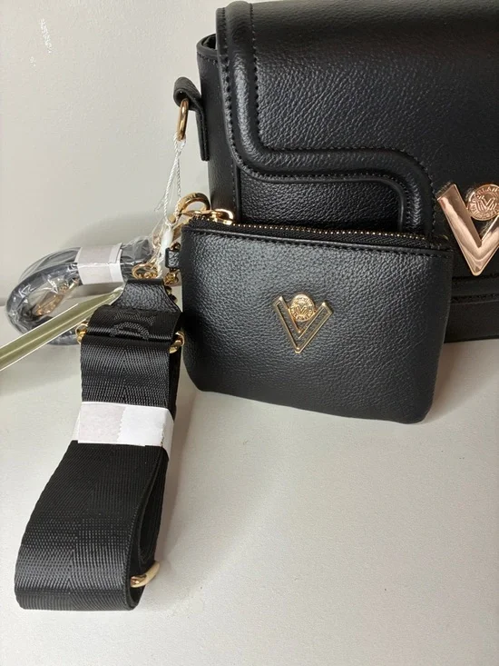 Valentino Orlandi Black Crossbody Bag with Matching Coin Pouch NWT - Picture 2 of 15
